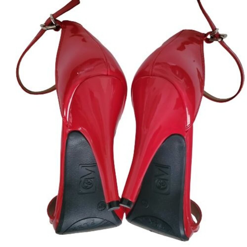 CM Women's Leather Ankle Strap Stiletto Heels Sandals Red‎ Size 9M - Picture 11 of 14